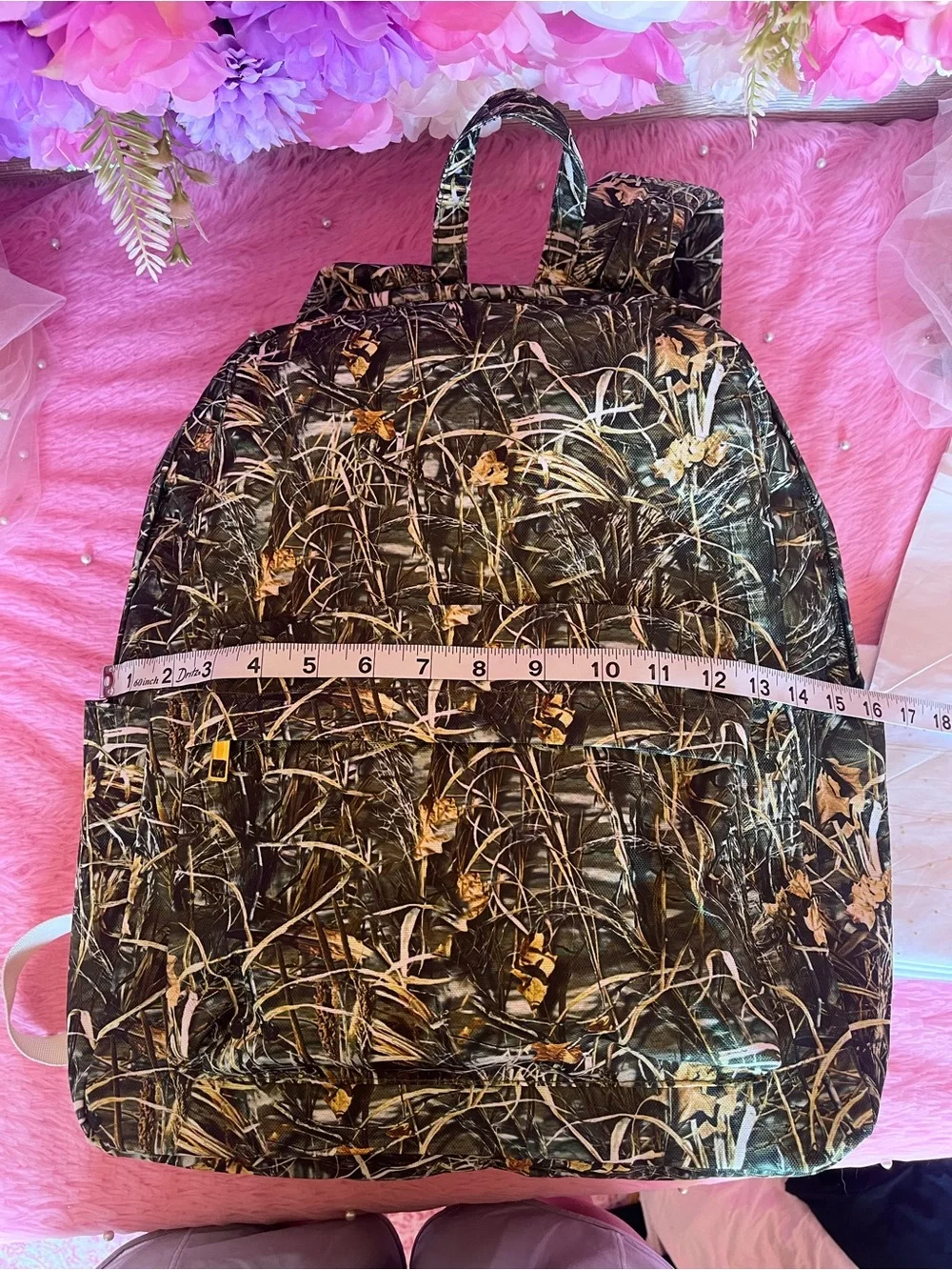 Kids Quilted Camo Print Backpack - Green